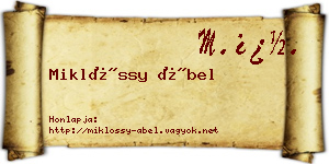 Miklóssy Ábel névjegykártya