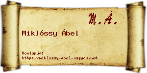 Miklóssy Ábel névjegykártya