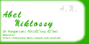abel miklossy business card