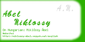 abel miklossy business card